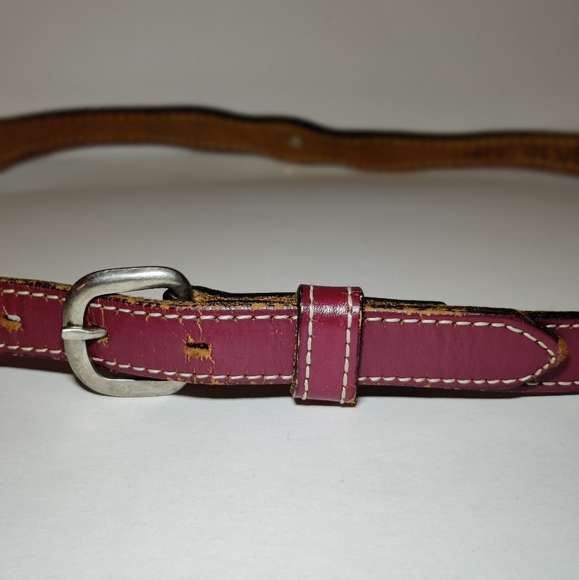 Circle Y Purple Western Conch Skinny Leather belt Size 32 - Picture 5 of 9